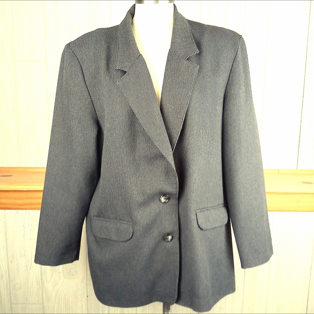 Alfred Dunner Vintage Gray Dotted / Checked Blazer - Picture 1 of 9